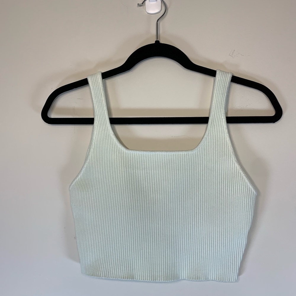 House of Harlow 1960 Ribbed Knit Crop‎ Top Mint Green